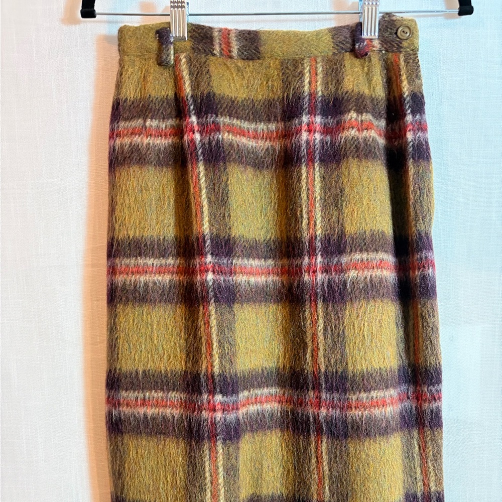 Vintage Mohair Light Brown Plaid Skirt